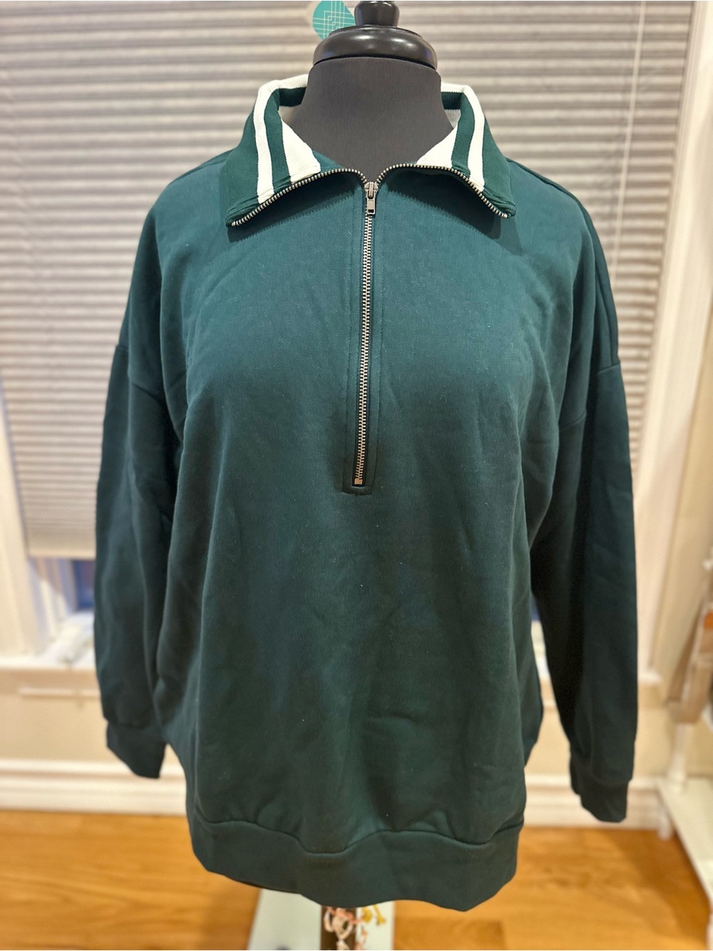 NWT Nine Britton Raleigh Quarter Zip Pullover Green 1X